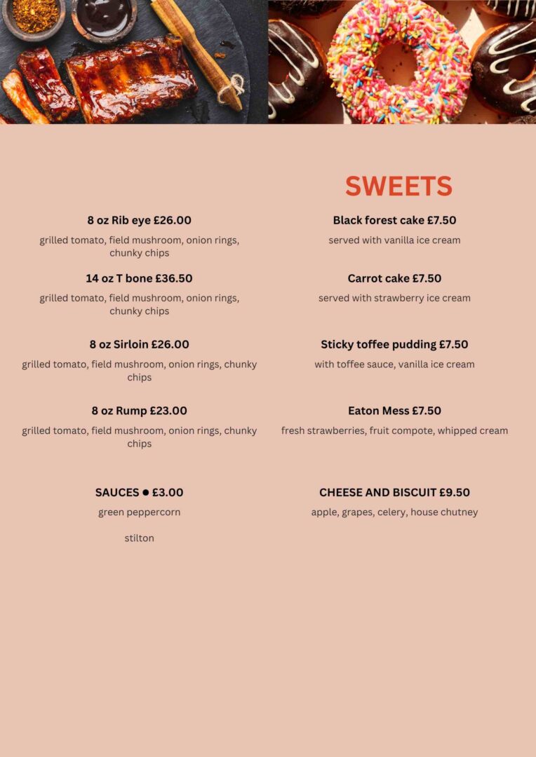 The Oddfellows dessert menu